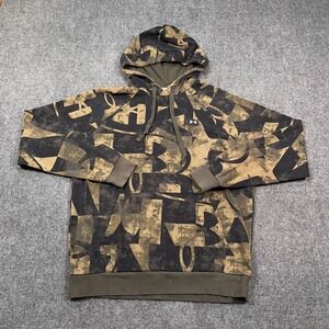 Under Armour Rival Fleece Hoodie Mens Med Camo AOP Logo Green Streetwear Outdoor